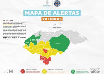 La Secretaría de Gestión de Riesgos y Contingencias Nacionales (Copeco) elevó este sábado a Alerta Roja a los departamentos de Valle y Choluteca, así como al Distrito Central en Francisco Morazán, debido al incremento en el caudal de los ríos Choluteca y Goascorán, que representan un alto riesgo de inundaciones.